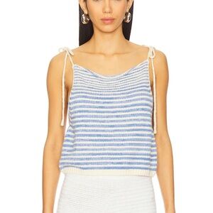 Small Free People Clare tank- Blue and White Striped Tie-Shoulder Tank